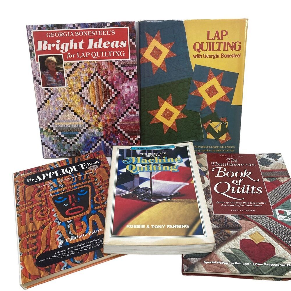 Lot of 5 Quilting Books Lap Quilts Bright Ideas Applique Machine Quilting Book